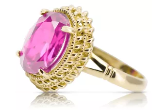 Vintage style Ring Amethyst 14K Yellow gold vrc068y